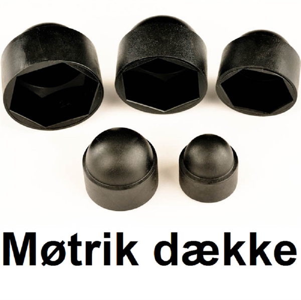 Ordinere Antage profil Møtrik afdækning i sort plast. Fastnøglestørrelse 13