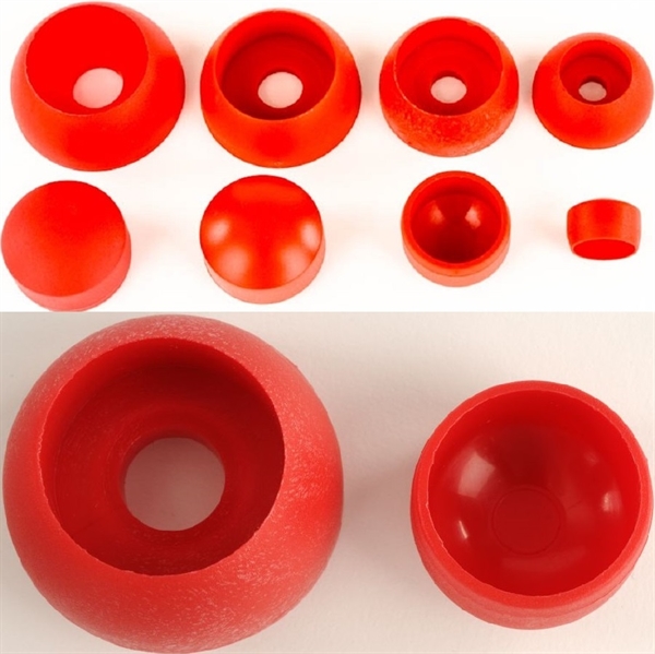 (PLANT UNDERLAG) Sikkerheds hætte i rød PE plast, til 10 mm bolte og skruer. 